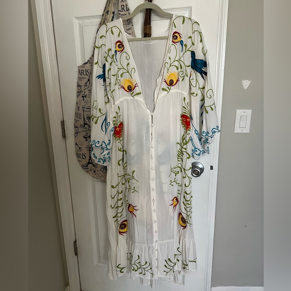 Boho white flowy dress